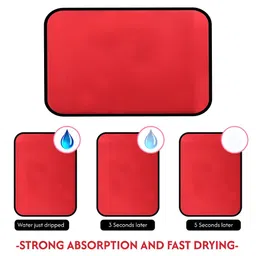 Aura 2-Pcs Red Floor Microfiber Crockery Dish Drying Kitchen Mats image 3