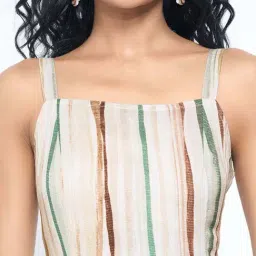 Akkriti By Pantaloons Beige Regular Fit Striped Dress image 5