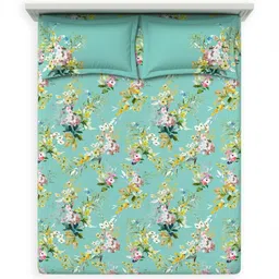 DDecor Green & Pink Printed Pure Cotton 144 TC King Bedsheet Set 2.29m x 2.74m image 5