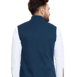 Hypernation Blue Sleeveless Slim Fit Waistcoat image 2