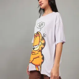 Bewakoof Purple Printed T-Shirt-image-3