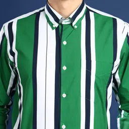 Hancock Men Button-Down Collar Multi Striped Pure Cotton Slim Fit Formal Shirt image 2