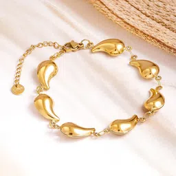 Rubans Voguish 18K Gold Plated Stainless Steel Tarnish-Free Waterproof Tear Drop Bracelet-picture-30