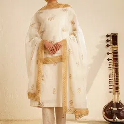 JAYPORE Printed Sequinned Cotton Silk Dupatta-picture-30