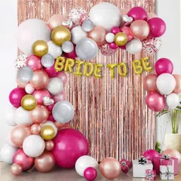 Surprise Decor Bride to be Decoration set Combo Of 86 Pcs bride to be foil balloon, metalic ballon, confetti balloon for Bride to be Decoration.-picture-28