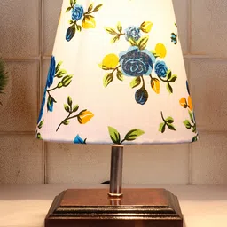 Devansh Cotton Square Brown Wood Table Lamp - Multicolor-picture-39