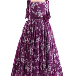 Pine Kids Woven Sleeveless Gown with Corsage Applique Floral Print - Boysenberry Purple-picture-39