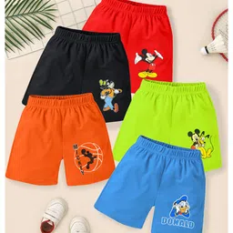 KUCHIPOO Pack of 5 Disney Featuring Mickey & Friends Printed Shorts - Multi Colour-picture-40