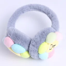 M'andy Woollen Knit Smiley Flower Patch Detailed Ear Muffs - Grey-picture-11