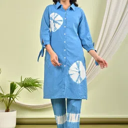 AUTUMN LANE Sana Ice Dyed Pure Cotton Tunic With Trouser Co-Ords-image-99