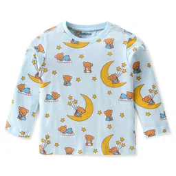 Babyoye Cotton Modal Full Sleeves Night Suit With Teddy Print - Blue image 2