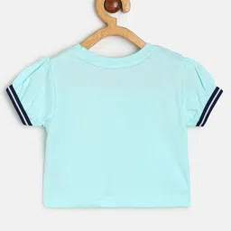 MINI KLUB Cotton Half Sleeves Lets Play Text Printed Top - Blue image 3