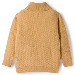 Kanvin Cotton Knit Full Sleeves Turtle Neck Pullover Sweater with Cable Knit Design - Tan image 2