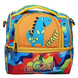 ji & ja Ji and Ja Multi Compartment Dual Slot Lunch Bag Double Insulated Tiffin Lunch Bag with Multi Zipper Pockets for School (dino) image 2