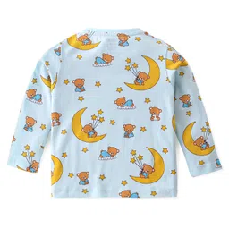 Babyoye Cotton Modal Full Sleeves Night Suit With Teddy Print - Blue image 3
