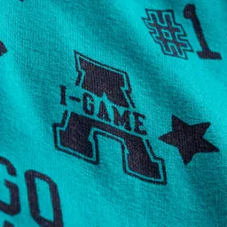 Babyhug Cotton Knit Full Length Lounge Pant with Text Print - Green image 3