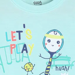 MINI KLUB Cotton Half Sleeves Lets Play Text Printed Top - Blue image 4