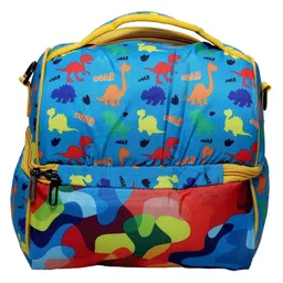 ji & ja Ji and Ja Multi Compartment Dual Slot Lunch Bag Double Insulated Tiffin Lunch Bag with Multi Zipper Pockets for School (dino) image 3