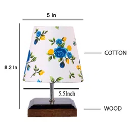Devansh Cotton Square Brown Wood Table Lamp - Multicolor image 4