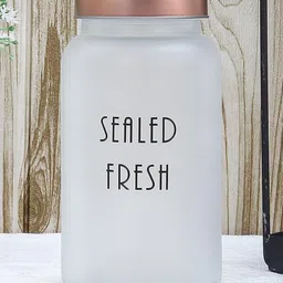 Femora Frosted Glass Jar for Kitchen Storage Gold Lid, 1500 ml, Set Of 6 image 4