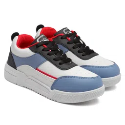 asian Colour Blocked With Lace Up Sneakers - Grey & Slate image 5