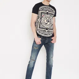 PUNK Men Black Printed Round Neck T-shirt image 5