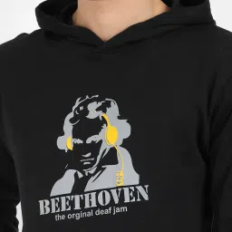 Campus Sutra Black Regular Fit Graphic Print Hooded Sweatshirt image 3