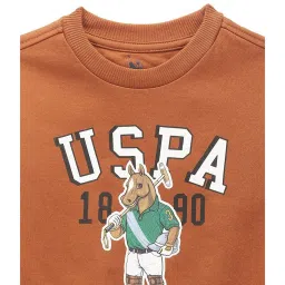 U.S. Polo Assn. Kids Brown Printed Full Sleeves Sweatshirt image 3