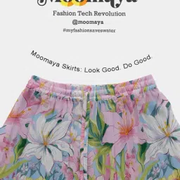 Moomaya Blue & Pink Regular Fit Floral Skirt image 5