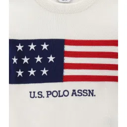 U.S. Polo Assn. Kids White Self Design Full Sleeves Sweater image 3
