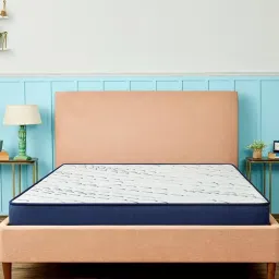 Duroflex Navy & White Foam Edge Dual Comfort Mattress - Double Size (74.8 L x 42.12 W x 4 H in.) image 1