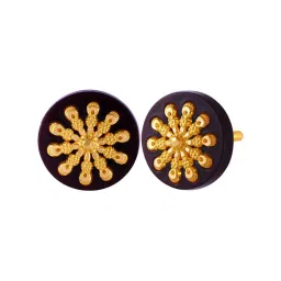 P.C. Chandra Jewellers 22k Gold Beautiful Spherical Shape Pola Carved With Stud Earrings image 3