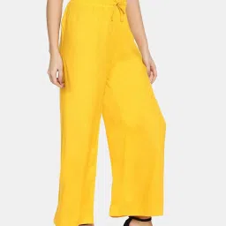 TWIN BIRDS Yellow Mid Rise Palazzos image 3