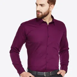 Hancock Purple Cotton Slim Fit Shirt image 1