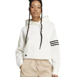 Adidas Originals White Loose Fit Sports Hoodie image 1