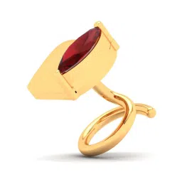 P.C. Chandra Jewellers 18k Gold Unique Shape Leaf Shape Red Stone Nosepin image 3