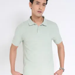 Peregrine By Pantaloons Green Slim Fit Texture Polo T-Shirt-picture-12