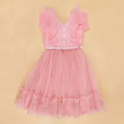 Pantaloons Junior Peach Cotton Regular Fit Dress image 3