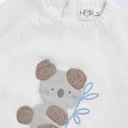 HOP Baby by Westside White Teddy Bear Design Cotton Sweater image 3