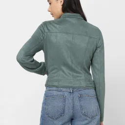 Vero Moda Sage Green Regular Fit Biker Jacket image 3