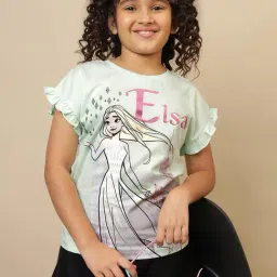 Kidsville Girls Green Cotton Printed T-Shirt-image-75