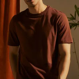 ANDAMEN Brown Regular Fit Printed Crew T-Shirt image 1