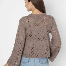 Vero Moda Brown Self Design Pullover image 3