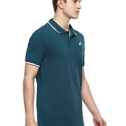 Asics Dual Tipping Teal Blue Regular Fit Sports Polo T-Shirt image 3