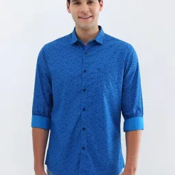 Allen Solly Blue Cotton Slim Fit Floral Print Shirt image 1