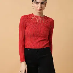 SHOWOFF Red Embellished Top-image-53