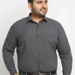 Melon by PlusS Anthra Black Cotton Regular Fit Checks Shirt image 1