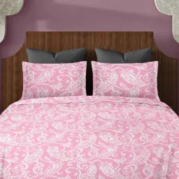 Ariana SORRENTO Pink Cotton 144 TC Double Size Bedsheet With 2 Pillow Covers image 1