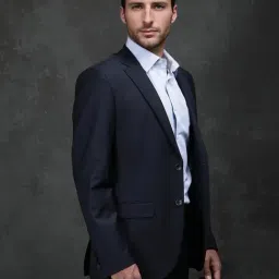 Rare Rabbit Navy Slim Fit Fit Solid Formal Suit image 3