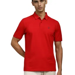 Louis Philippe Red Cotton Regular Fit Polo T-Shirt image 1